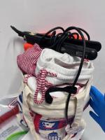 canvas bag with clothes ,sunscreen protections ,  hair straightener HSI